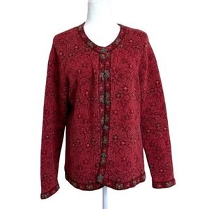 Nomadic Traders Womens Cardigan Red‎ Button-Up Sweater Ramie Cotton Size XL